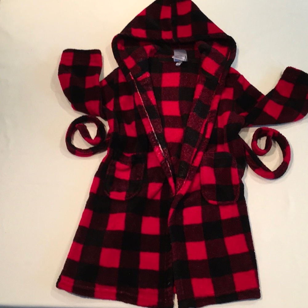 Fleece Bathrobe Hooded Belted
